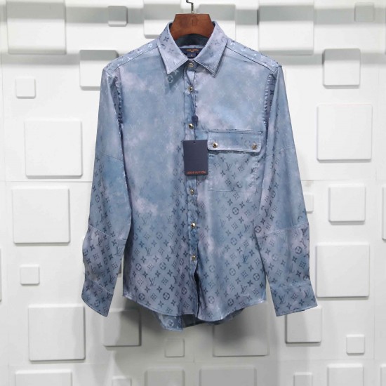 Silk shirt Louis Vuitton Navy size M International in Silk - 37756574