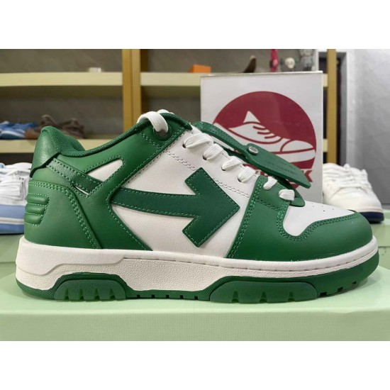 OFF-WHITE White & Green Out Of Office low Sneakers
