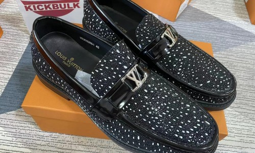 LV Black leather shoes custom made kickbulk luxury wholesale free shipping