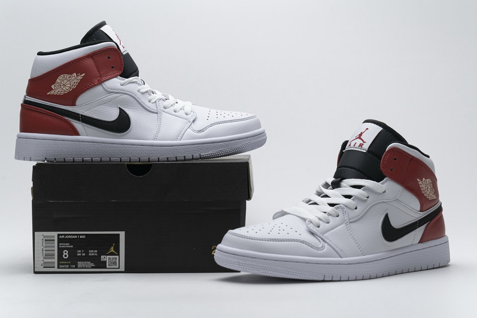 Nike Air Jordan 1 Mid White Black Gym Red 554724 116 3 - kickbulk.co