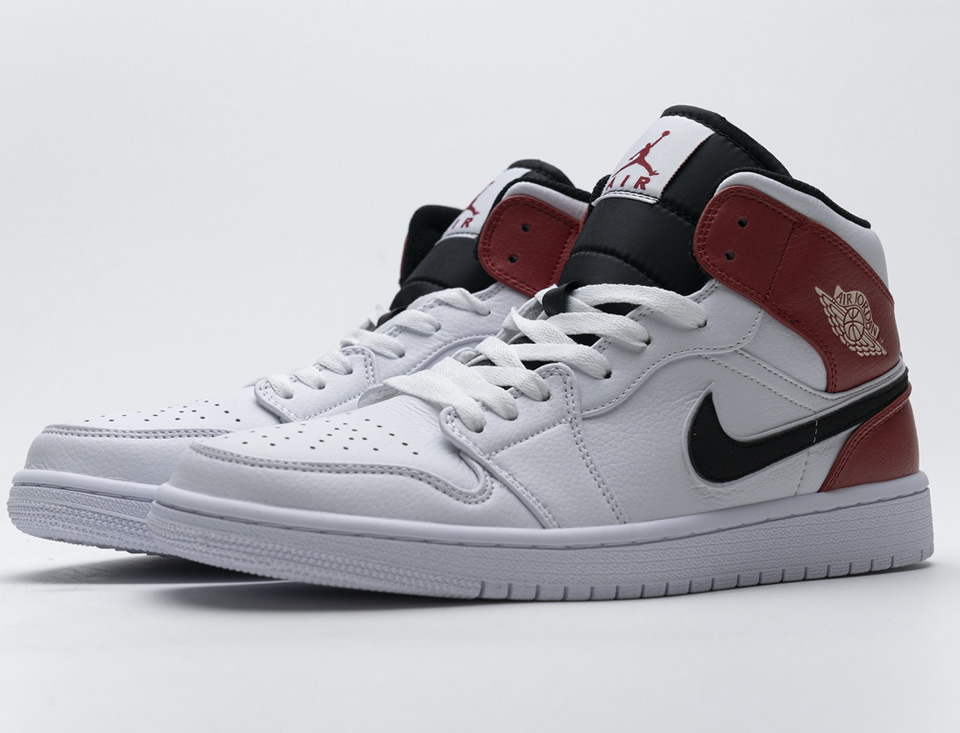 Nike Air Jordan 1 Mid White Black Gym Red 554724 116 5 - kickbulk.co