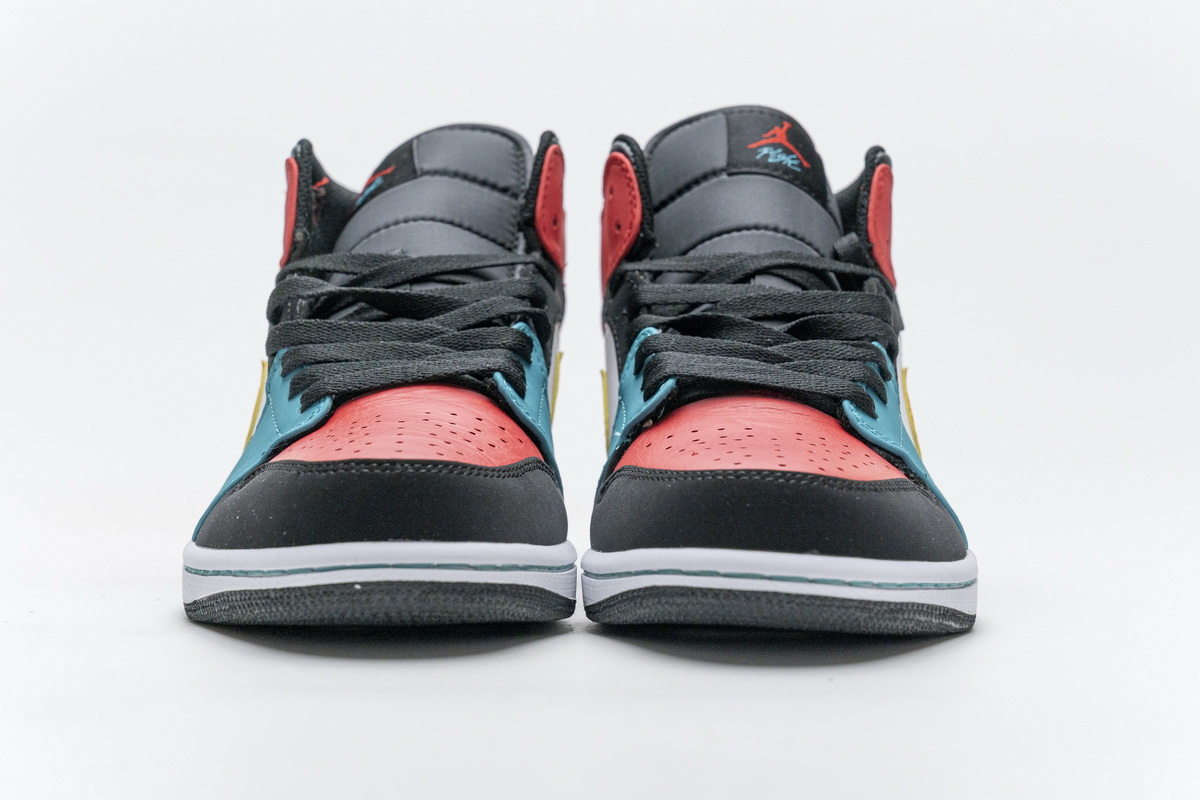 Nike Air Jordan 1 Mid Multi Color Bred Orange Mens Gs Shoes 554724 125 5 - kickbulk.co