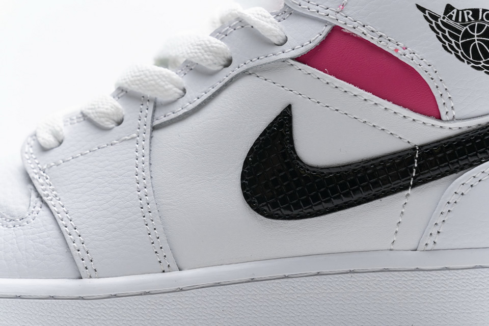 Nike Air Jordan 1 Mid White Black Hyper Pink 555112 106 14 - kickbulk.co