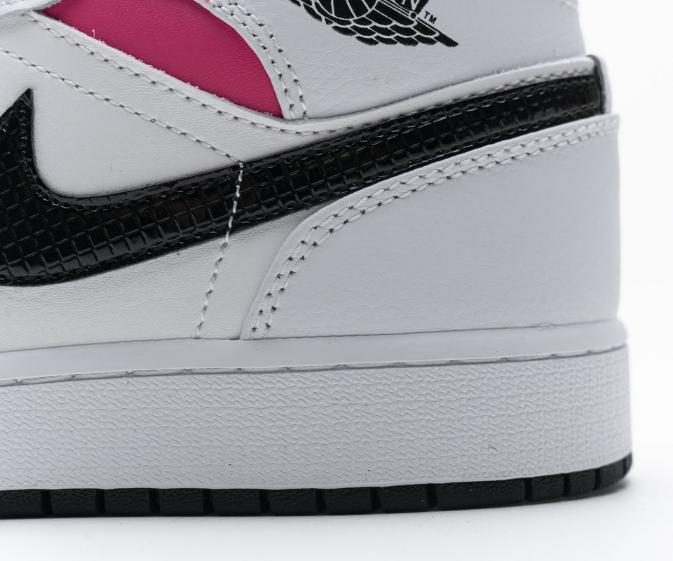 Nike Air Jordan 1 Mid White Black Hyper Pink 555112 106 15 - kickbulk.co