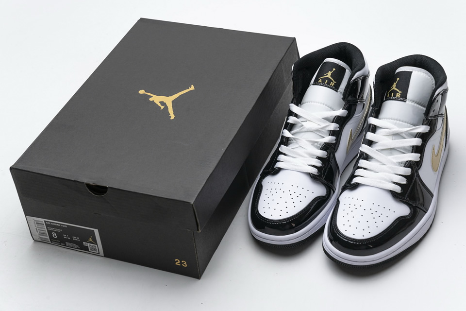 Nike Air Jordan 1 Mid Gold Patent Leather 852542 007 4 - kickbulk.co