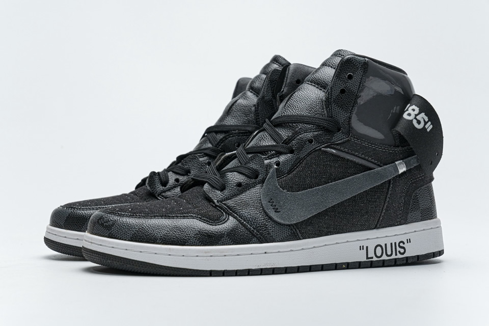 Black Off-Louis LV Nike Air Jordan 1 High