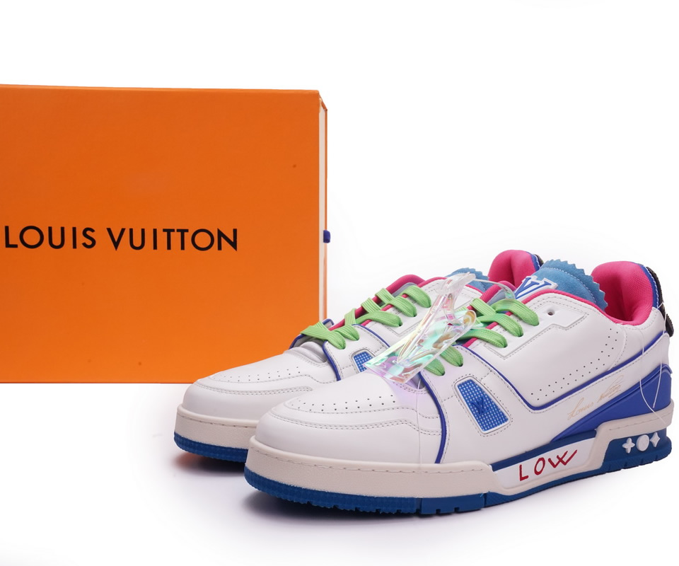 Louis Vuitton Trainer White Pink Blue Ms0223 2 - kickbulk.co