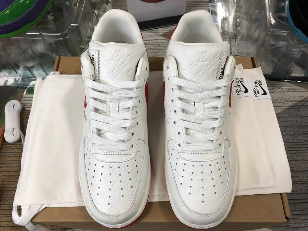 Louis Vuitton Air Force 1 Trainer Sneaker White Red Ms0232 2 - kickbulk.co