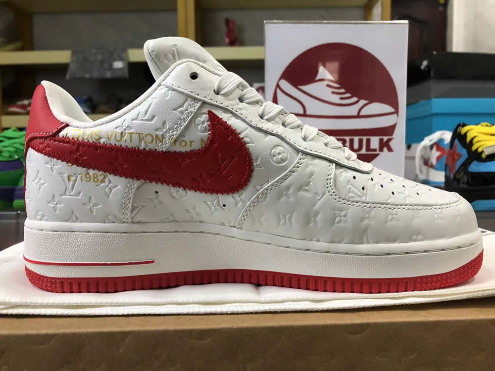 Louis Vuitton Air Force 1 Trainer Sneaker White Red Ms0232 9 - kickbulk.co