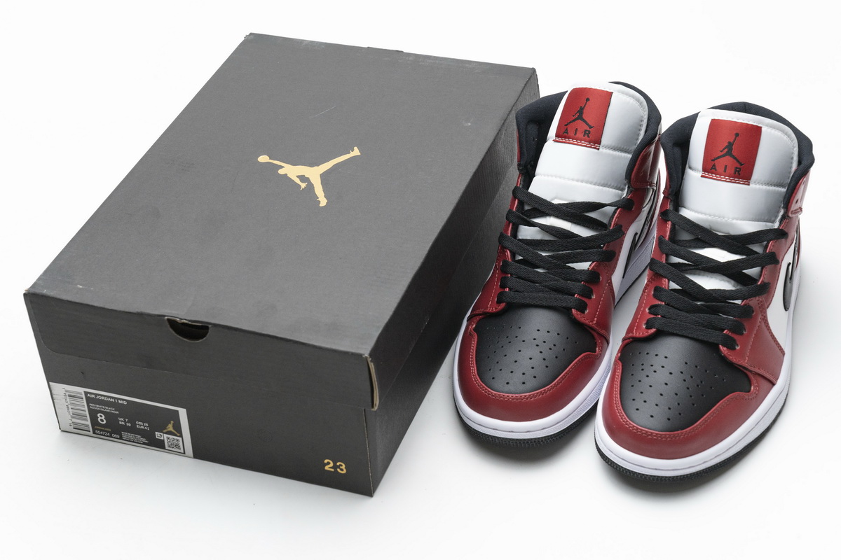 Nike Air Jordan 1 Mid Gs Chicago Black Toe 554725 069 11 - kickbulk.co