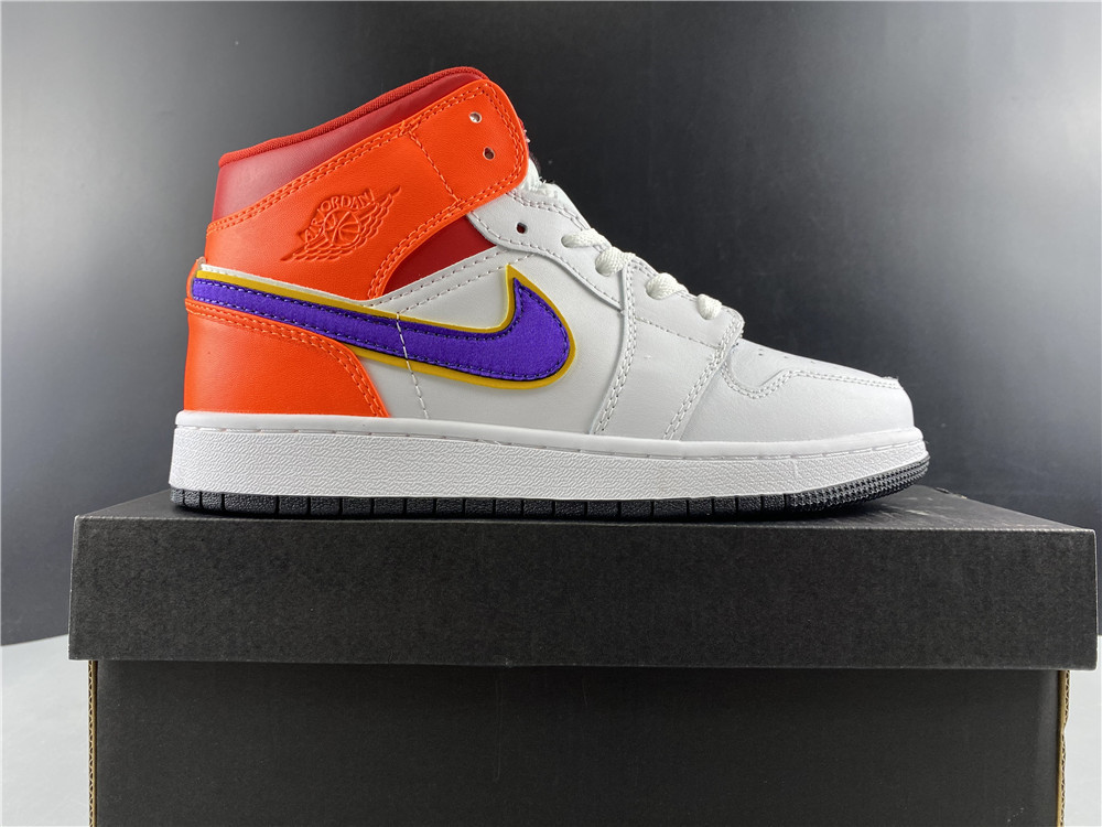 Nike Air Jordan 1 Mid Gs White Court Purple Teal 554725 128 11 - kickbulk.co