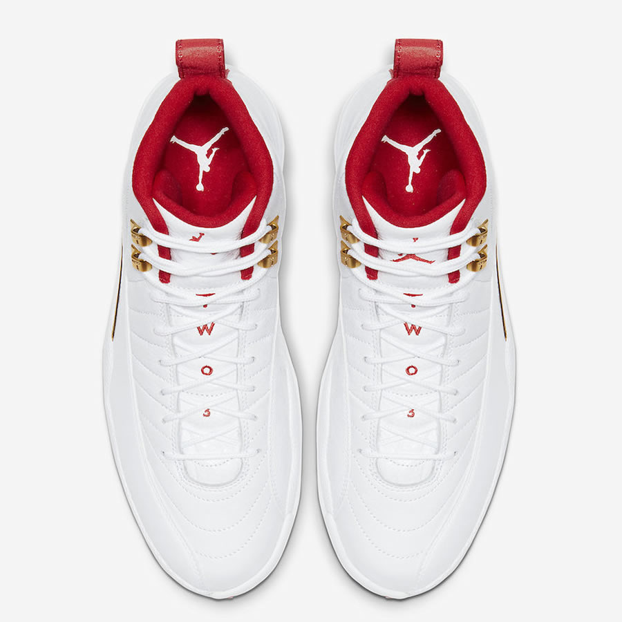 Nike Air Jordan 12 Fiba 2019 White University Red Gold 130690 107 3 - kickbulk.co