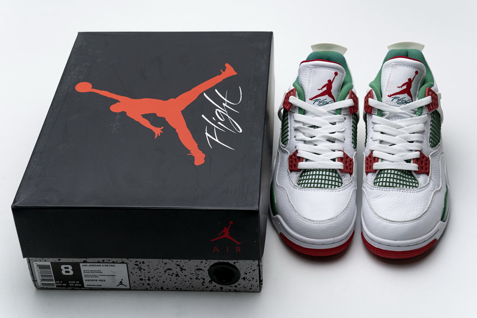 Nike Air Jordan 4 Retro White Green Red Aq3816 063 3 - kickbulk.co